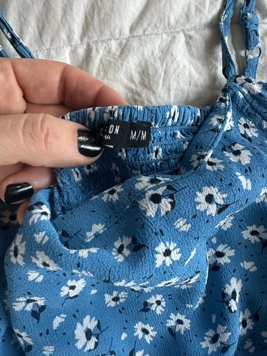 Cotton On Blue Floral Slip Dress with White Daisies - Picture 3 of 4